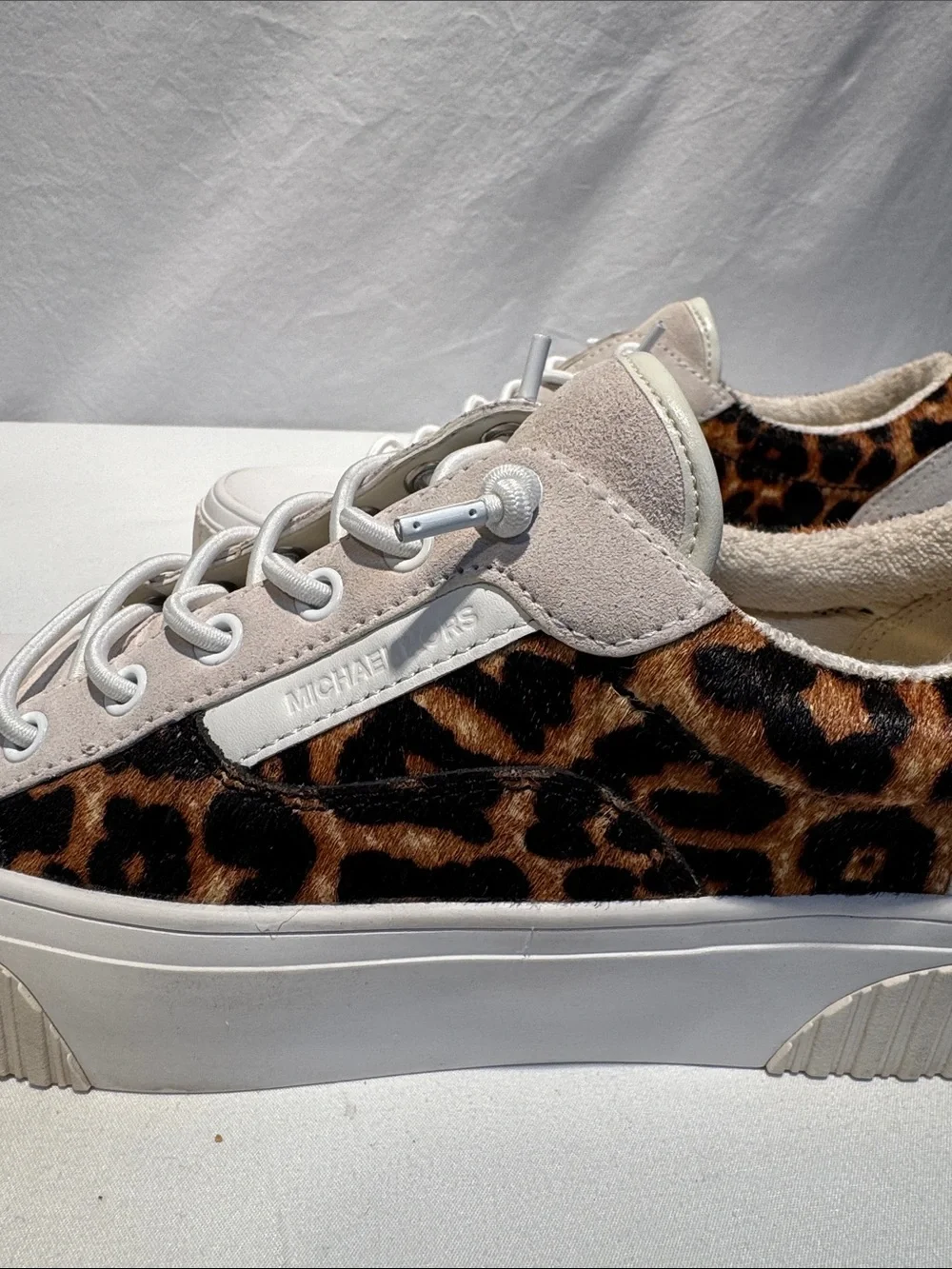 Michael Kors Beige and Leopard Print Low-Top Sneakers
